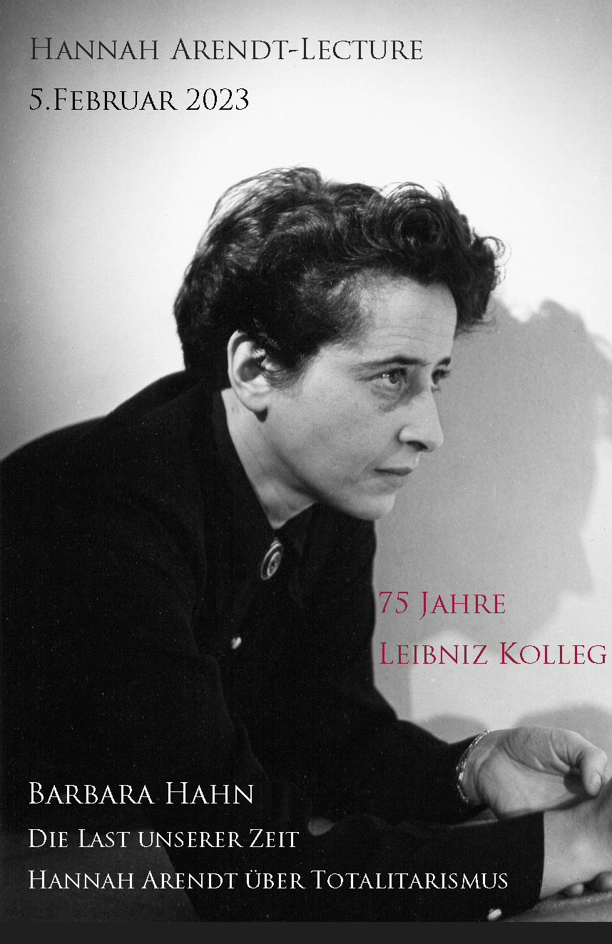 Plakat zum 75 jährigen Jubiläum, mit einem Foto von Hannah Arendt