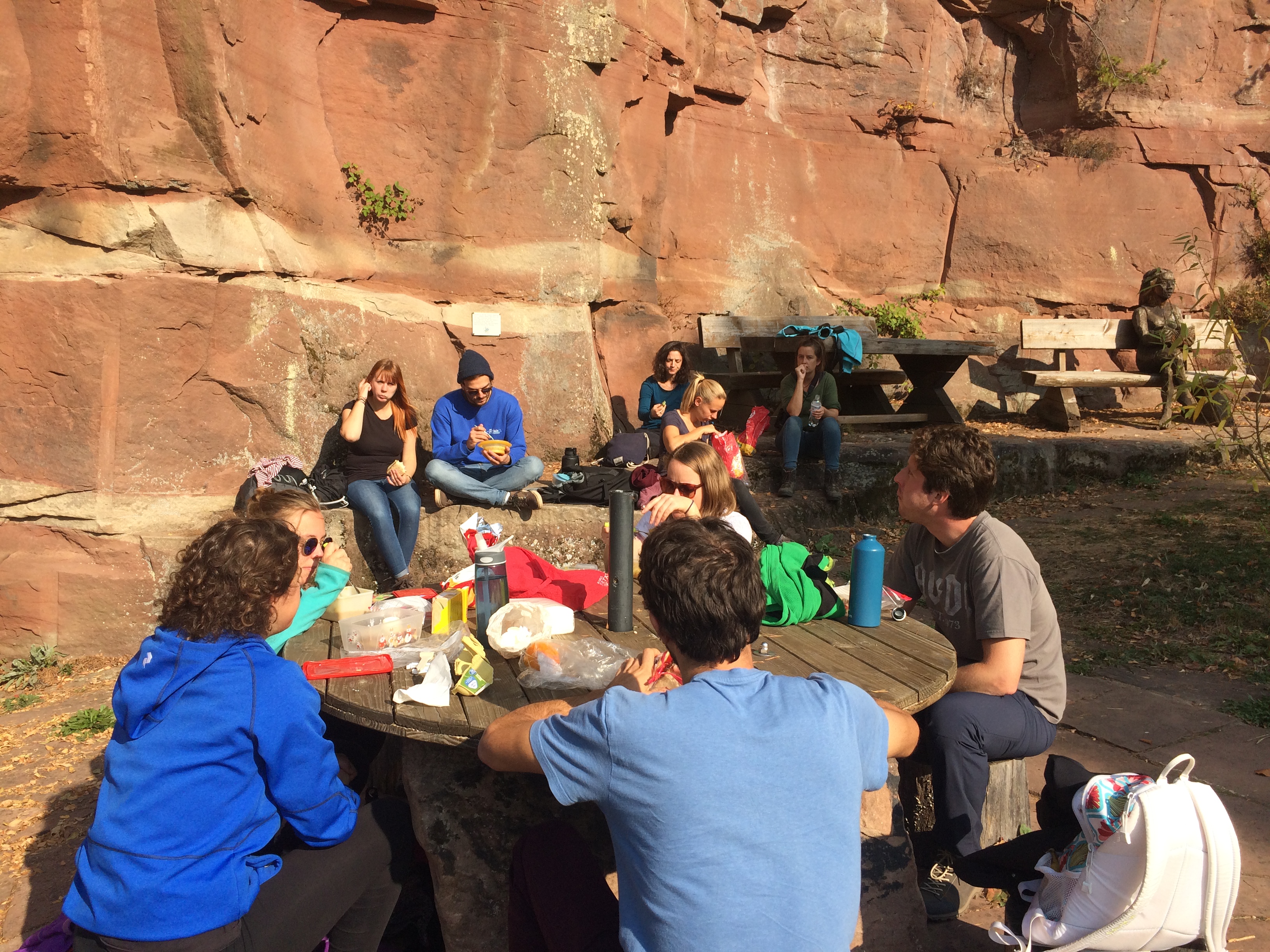 The EVEREST students having lunch in the sun