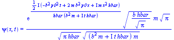 psi(x, t) = `/`(`*`(exp(`/`(`*`(`*`(`/`(1, 2), `*`(I)), `*`(`+`(`-`(`*`(`^`(b, 2), `*`(`^`(p0, 2), `*`(t)))), `*`(2, `*`(m, `*`(`^`(b, 2), `*`(p0, `*`(x))))), `*`(I, `*`(m, `*`(`^`(x, 2), `*`(hbar))))...