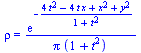 rho = `/`(`*`(exp(`+`(`-`(`/`(`*`(`+`(`*`(4, `*`(`^`(t, 2))), `-`(`*`(4, `*`(t, `*`(x)))), `*`(`^`(x, 2)), `*`(`^`(y, 2)))), `*`(`+`(1, `*`(`^`(t, 2))))))))), `*`(Pi, `*`(`+`(1, `*`(`^`(t, 2))))))