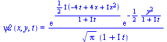 psi2(x, y, t) = `/`(`*`(exp(`/`(`*`(`*`(`/`(1, 2), `*`(I)), `*`(`+`(`-`(`*`(4, `*`(t))), `*`(4, `*`(x)), `*`(I, `*`(`^`(x, 2)))))), `*`(`+`(1, `*`(I, `*`(t)))))), `*`(exp(`+`(`-`(`/`(`*`(`/`(1, 2), `*...