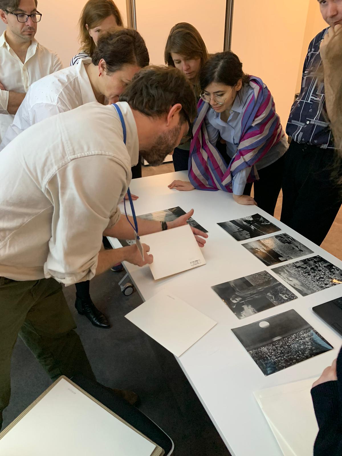 Chief Curator Dr Dominik Kuryłek shows Zofia Rydet’s photomontages in the collection of MuFo – Museum of Photography in Kraków 