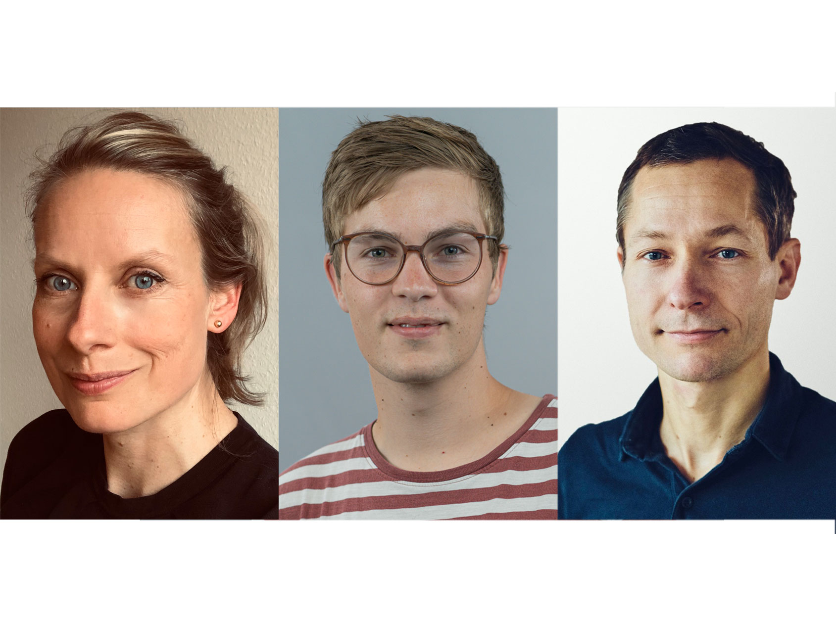 A collage shows portraits of the three Tübingen authors of the study: Dr. Stefanie Liebe, Matthijs Pals, Prof. Jakob Macke (from left to right).