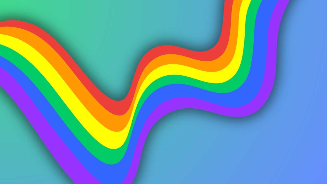 Abstrakte Regenbogen‑Grafik zum Pride Month.