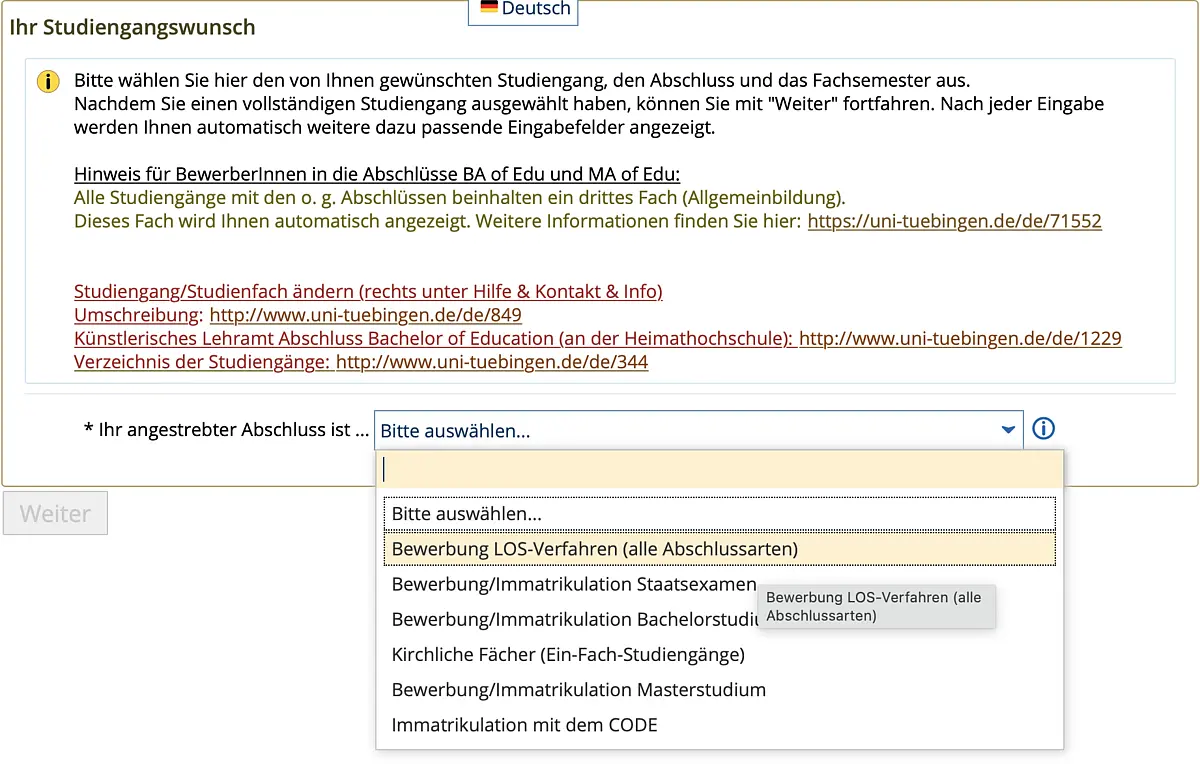 Bewerbung Losverfahren