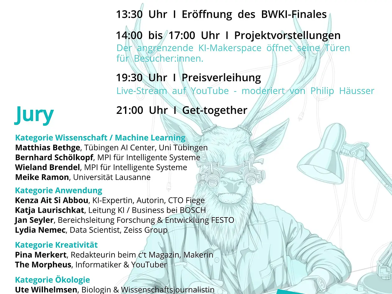 Plakat zum Finale des Bundeswettbewerbs Künstliche Intelligenz mit den Veranstaltungsdaten