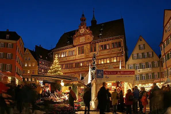 Christmas market by night