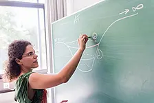 Carla Cederbaum at the blackboard
