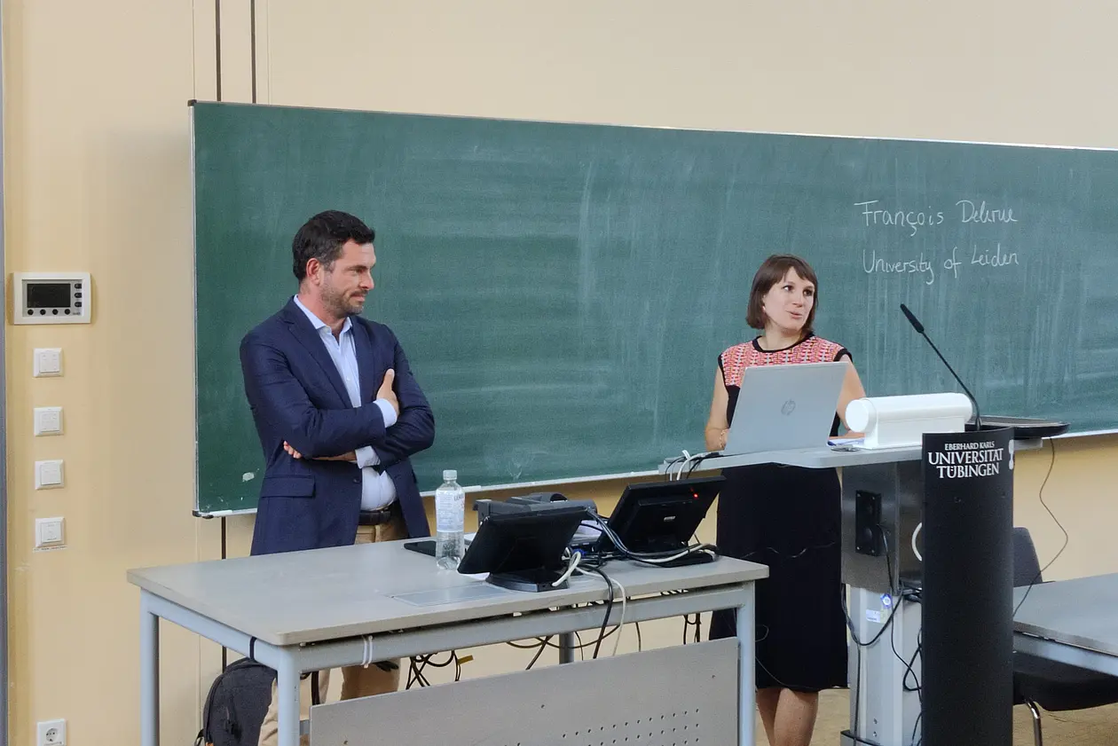 speaker François Delerue and Michèle Finck