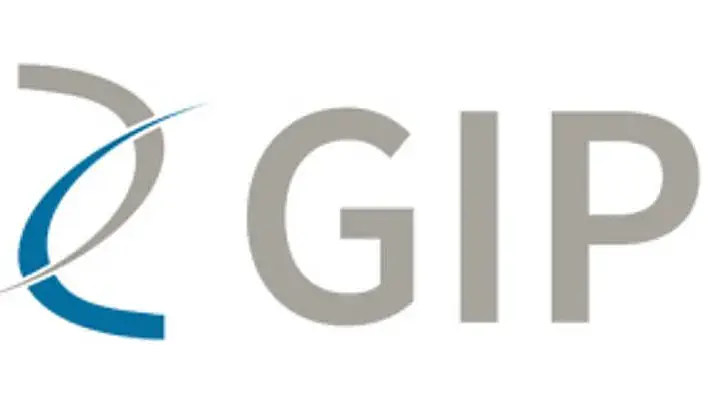 Logo of GIP: Three letters and two intersecting semicircles