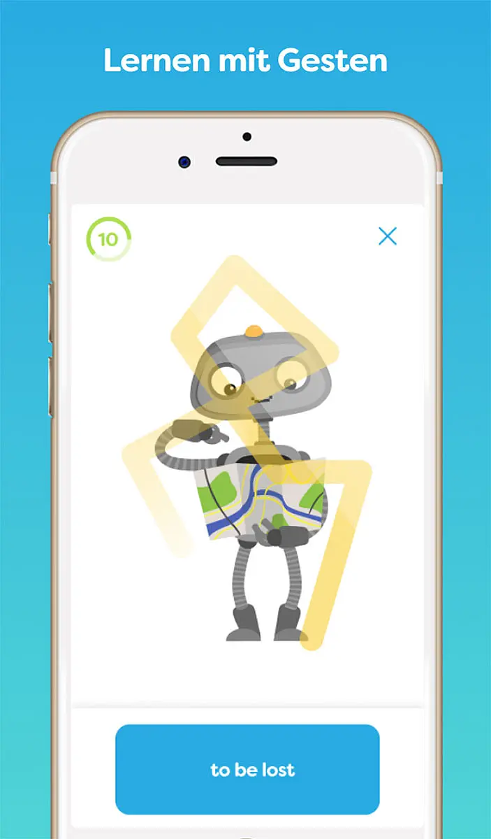 Bei der Vokabel-App cabuu lernt man Vokabeln mit dem Fingern. 