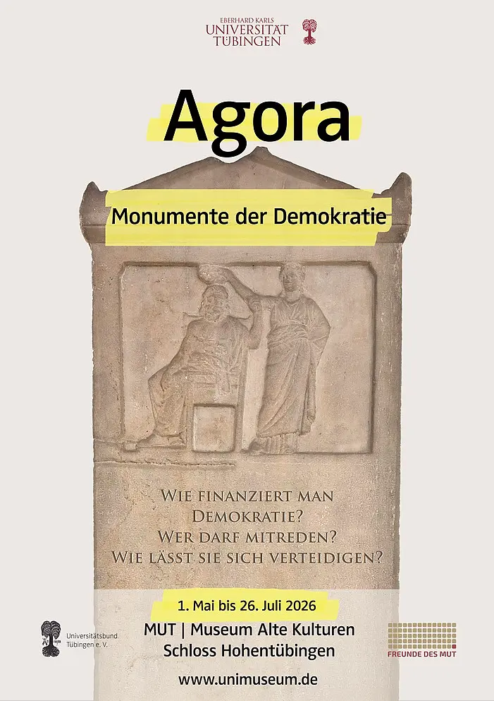 Flyer der der Ausstellung „Agora – Monumente der Demokratie” zum Download