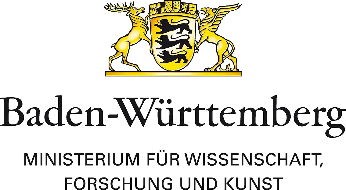 Ein Logo mit dem Wappen Baden-Württembergs und der Unterschrift "Ministerium für Wissenschaft, Forschung und Kunst"
