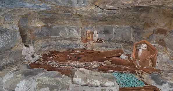 3D-Photogrammetrie-Modell der sechsten Grabkammer, in der Didibastet beerdigt wurde