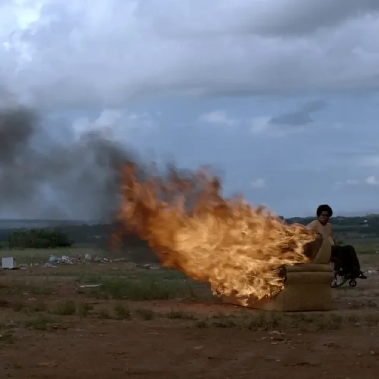 Burning Sofa in Landscape