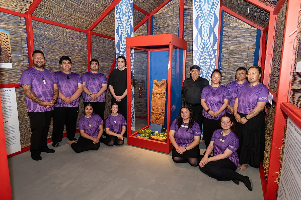 The delegation from Ūawa Bay at the exhibition at Hohentübingen Castle.