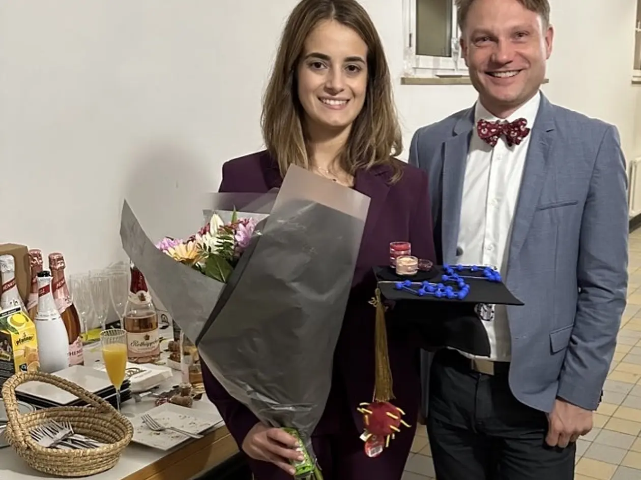 Dr. des. Nantia Leonidou mit Prof. Andreas Dräger