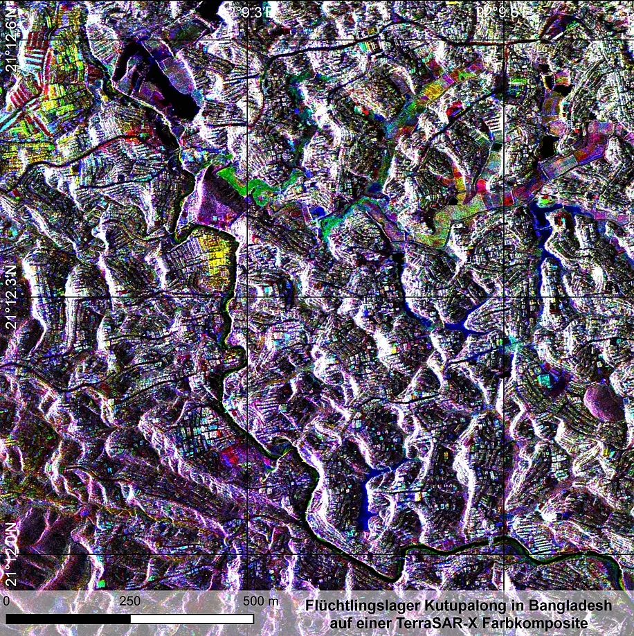 Satellitenbild mit Flüchtlingslager Kutupalong in Bangladesh