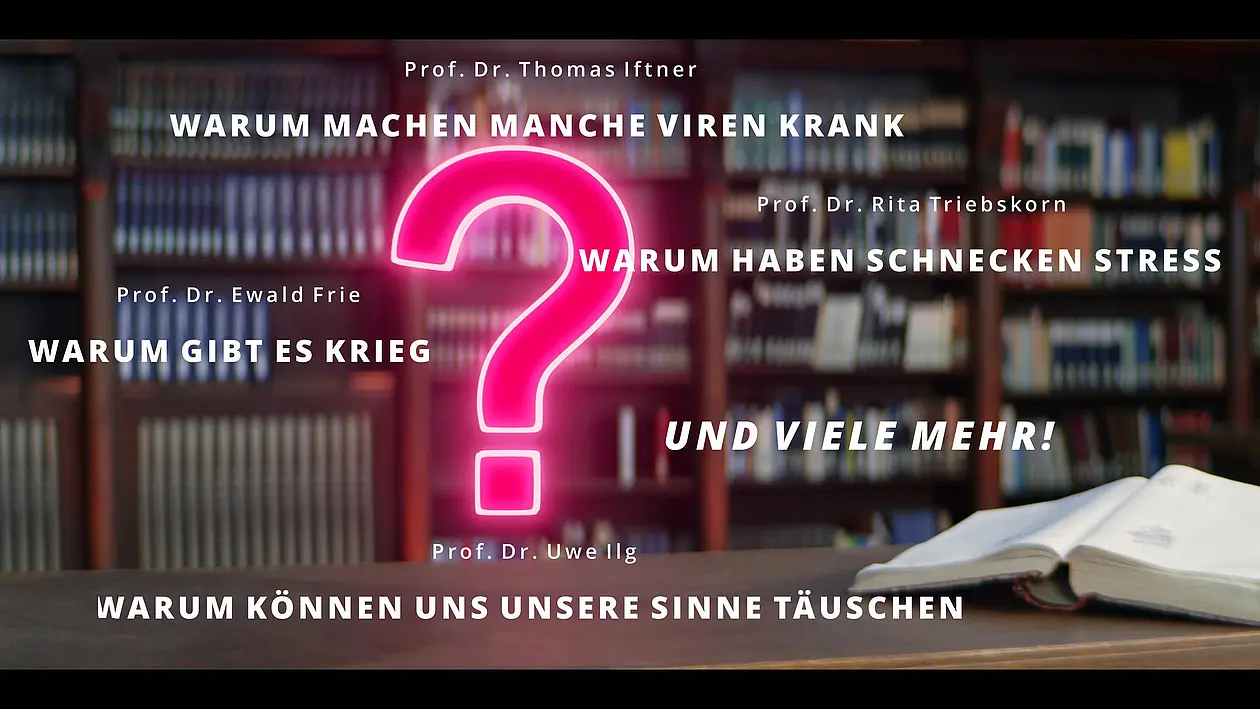Auflistung einiger Veranstaltungstitel vor dem Hintergrund des historischen Lesesaals der Universität Tübingen