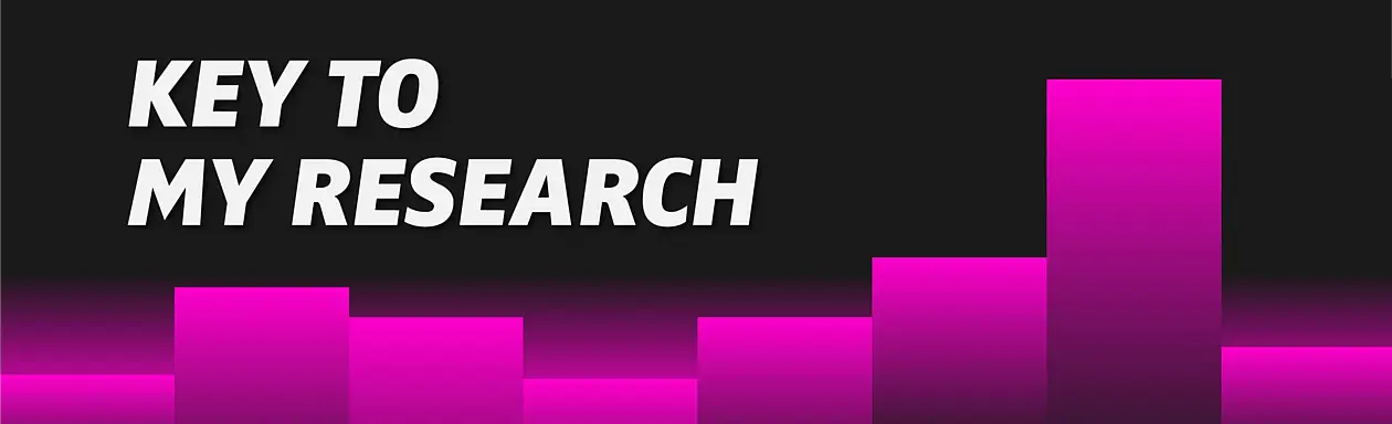 Pinkte, unterschiedlich hohe Balken auf schwarzem Grund. Text: Key to my research - Science Podcast of the University of Tübingen. Verlinkung zur Podcast Webseite