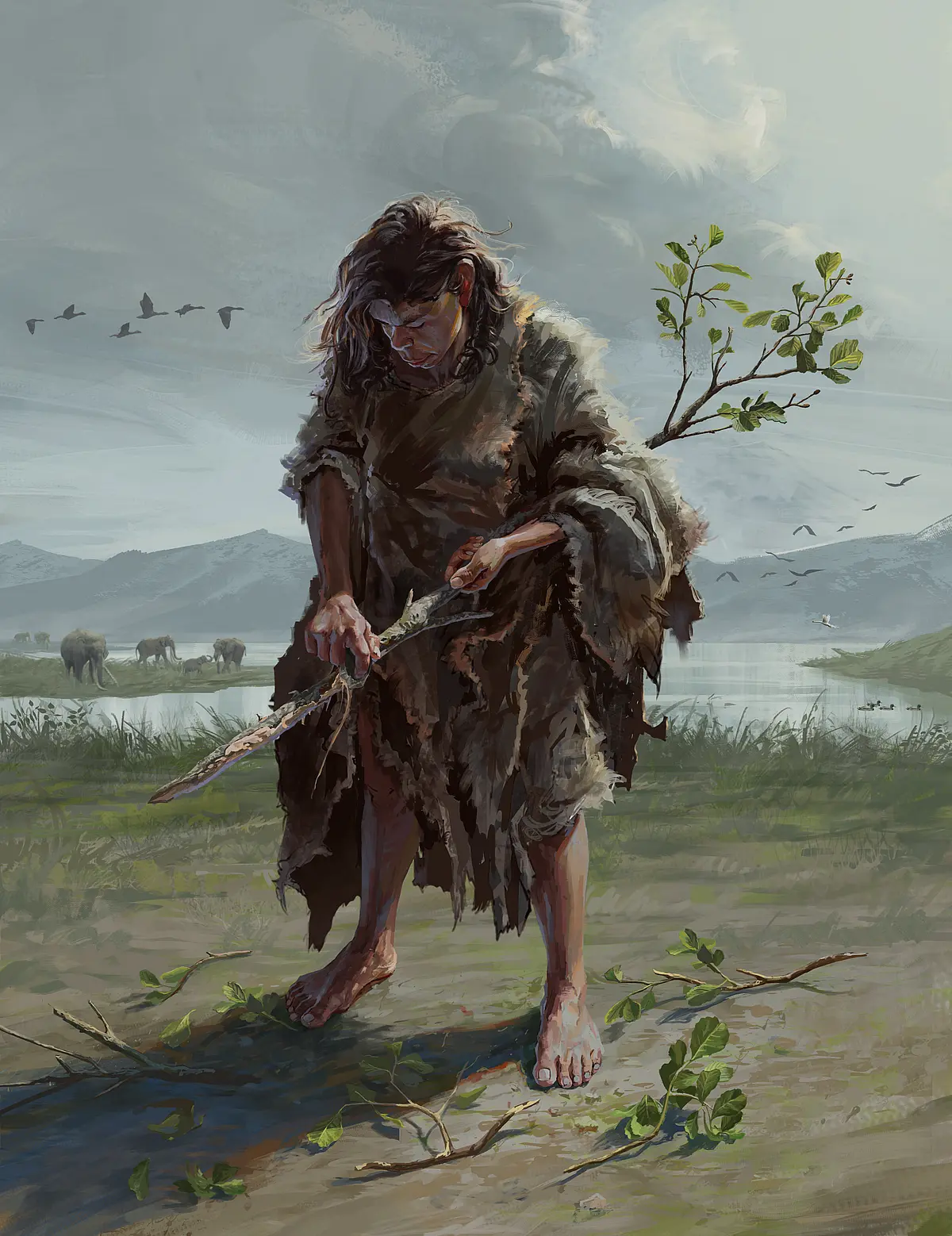 An artist’s reconstruction of a Marathousa 1 paleolithic woman.