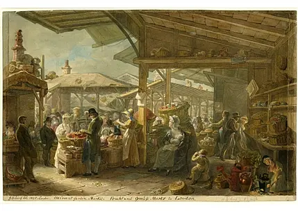 Old Covent Garden Market, 1825 by George Scharf