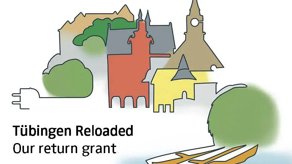 Drawing of famous sights in Tübingen