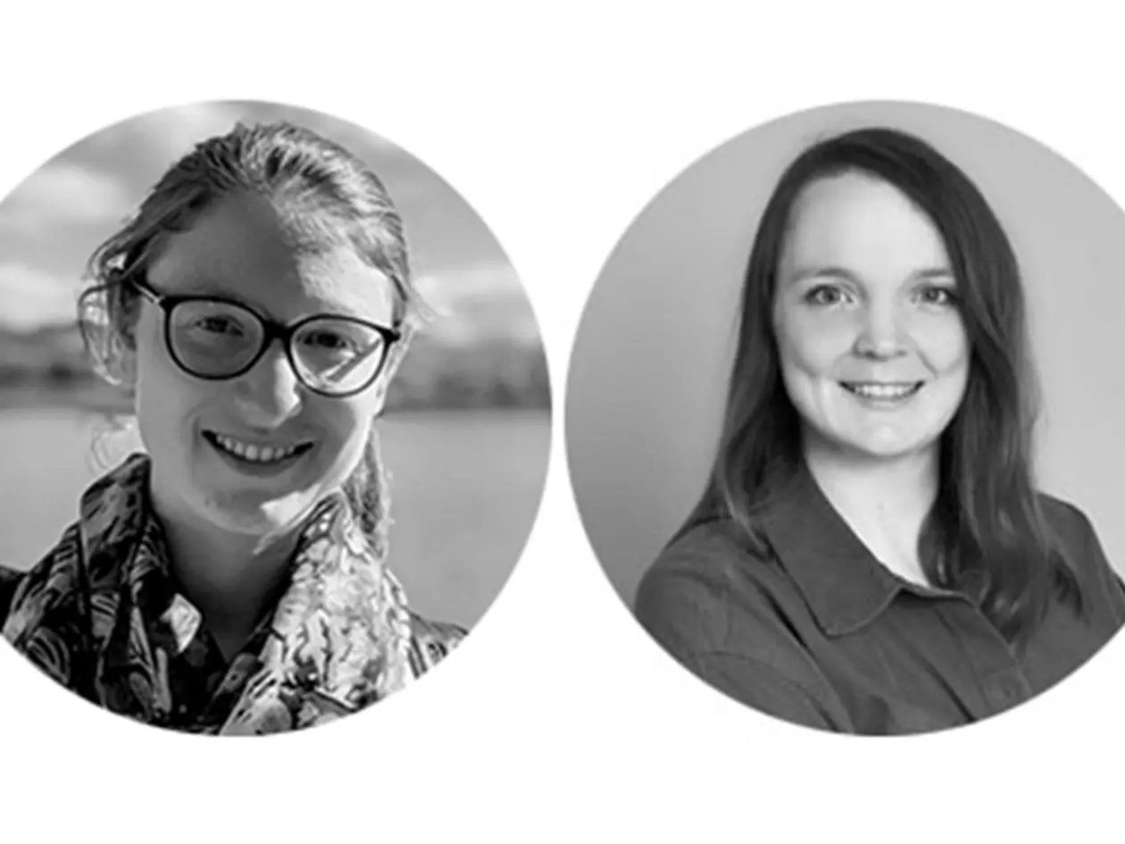 Portrait Collage mit Claire Vernade (links) und Katharina Eggensperger (rechts)