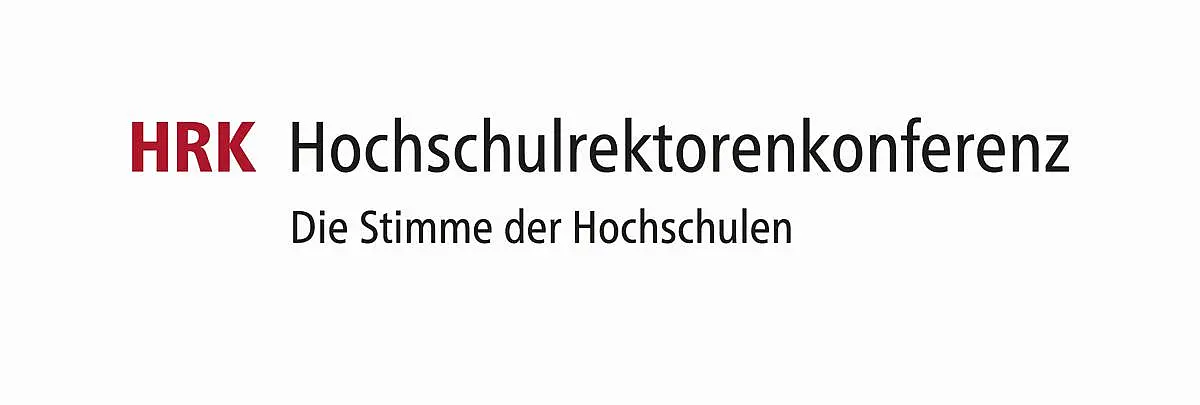 Logo mit Schriftzug "HRK Hochschulrektorenkonferenz: Die Stimme der Hochschulen"