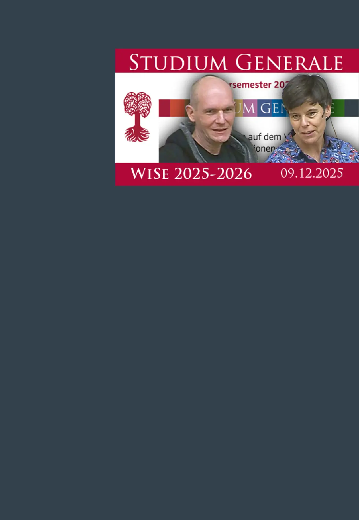 Das Bild zeigt die Preview auf die Studium Generale Vorlesung 