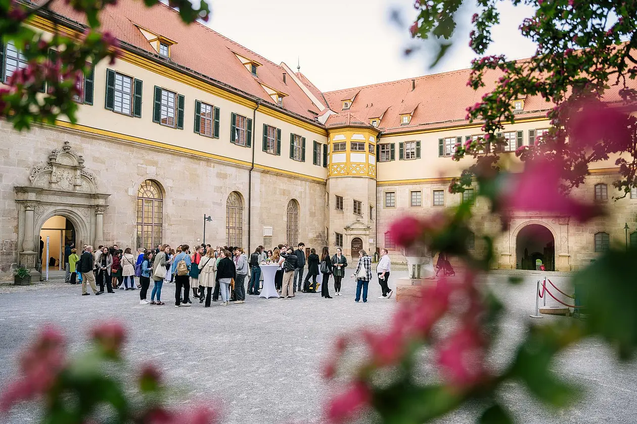 Courtyard in the castle with guests