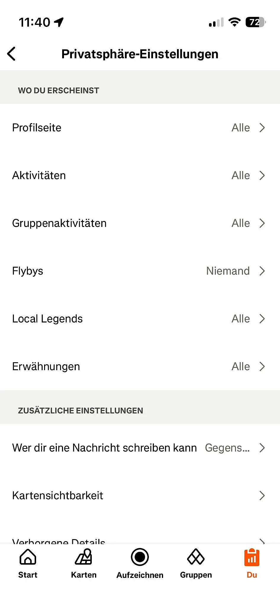 Screenshot Einstellungen 