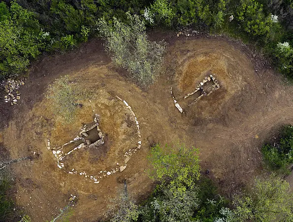 Areal view on two Etruscan tombs