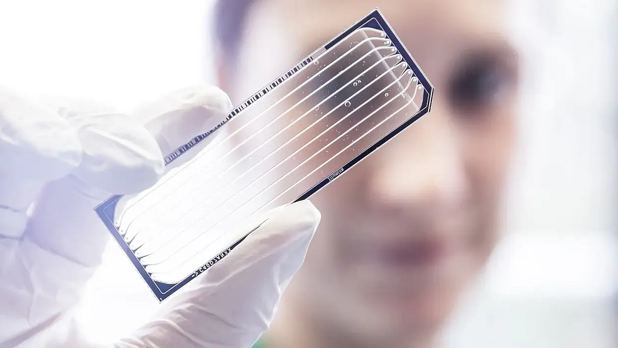 Researcher in the lab with analysis tool