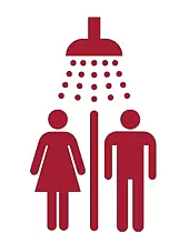 Grafik: Symbole Frau/Mann unter einer Dusche
