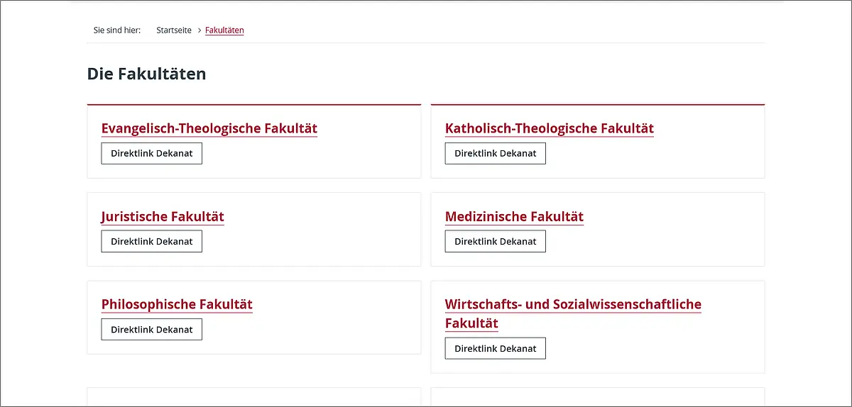 Hauptbereich Fakultäten
