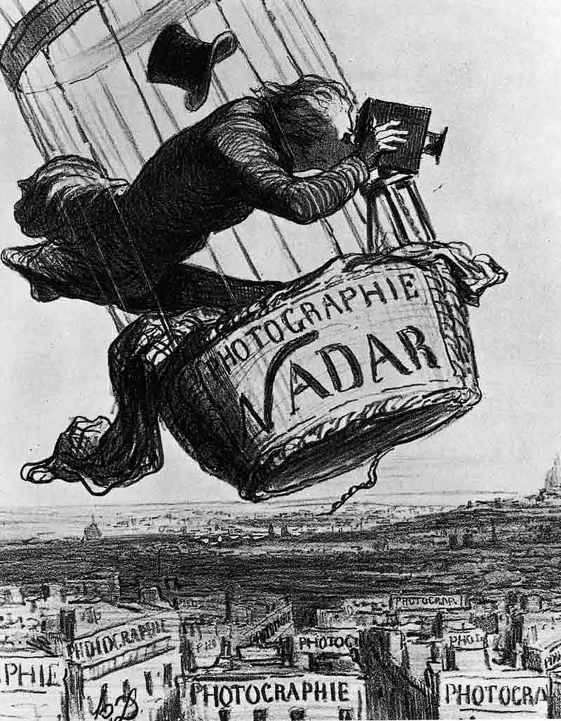 Honoré Daumier: Nadar fotografiert Paris vom Ballon, 1862