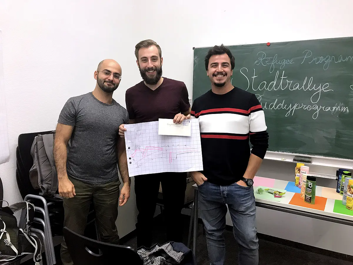 Aladdin aus Syrien mit Buddies aus Deutschland und Syrien