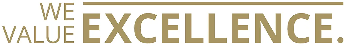 Logo mit Schriftzug "We value excellence"