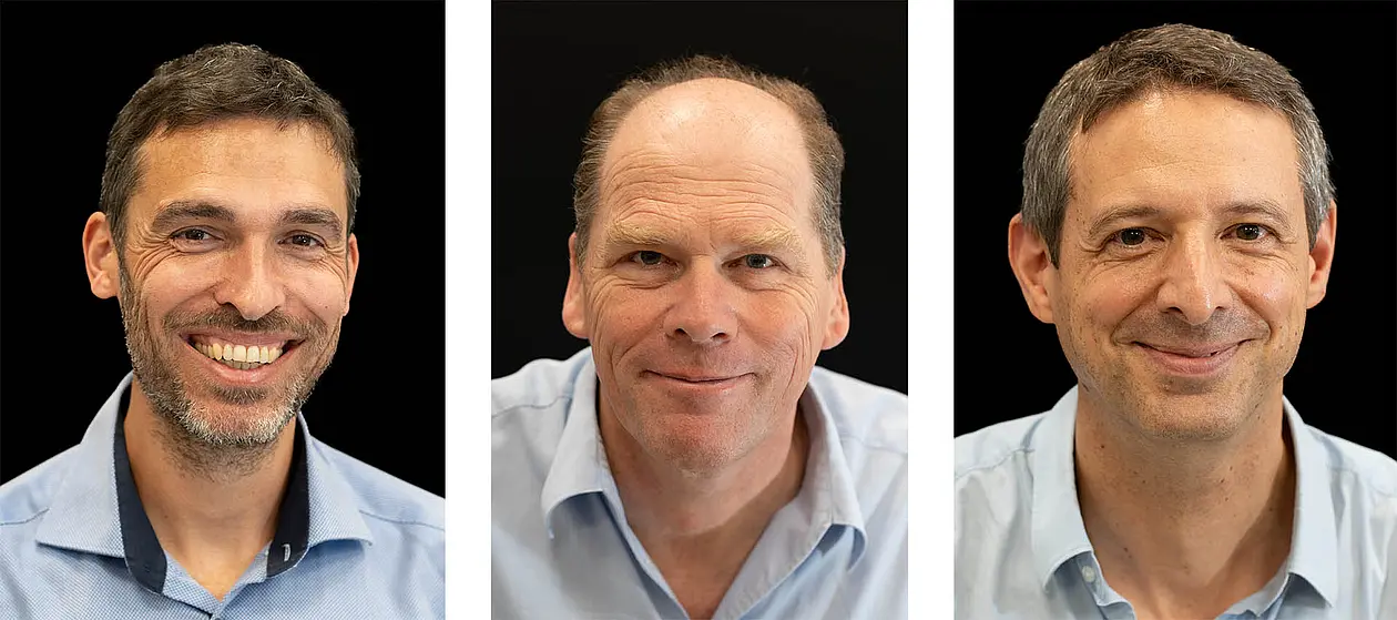 Portrait photos of the three scientists