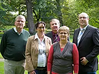 Von links nach rechts: Michael Seifert (Stabsstelle Hochschulkommunikation), Anja Güsgen (Diplom-Sozialpädagogin, Landratsamt Tübingen, Jugendgerichtshilfe), Prof. Dr. Rüdiger Wulf (Juristische Fakultät), Susanne Grenz-Single (Dezernat VI Bau, Sicher