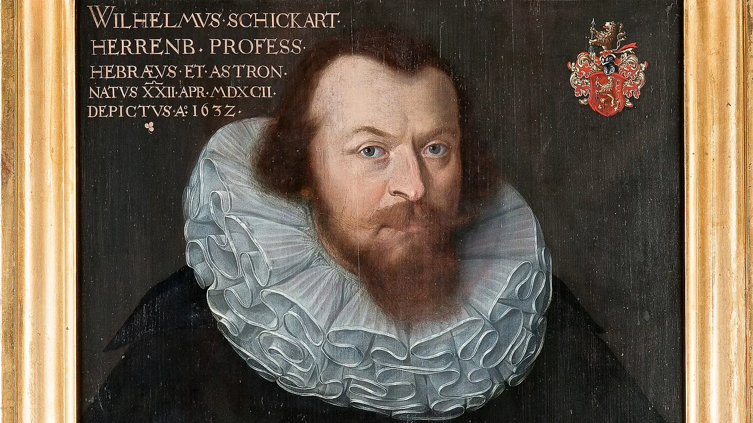 Gemälde: Porträt von Wilhelm Schickard im Goldrahmen