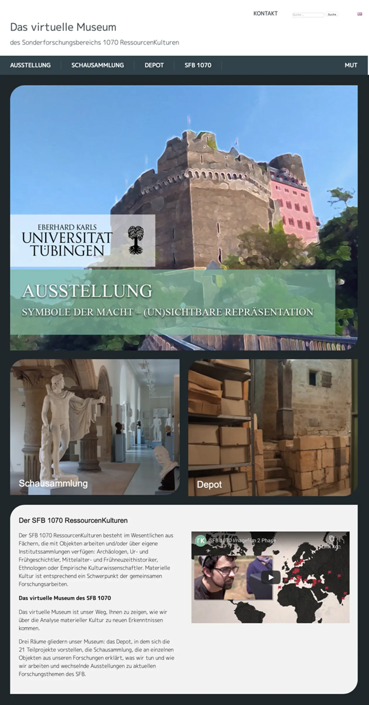 Landingpage of the virtual museum