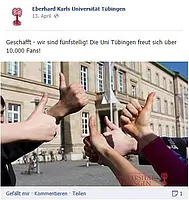 Mehr als 10.000 Fans für die Facebook-Seite der Universität Tübingen.