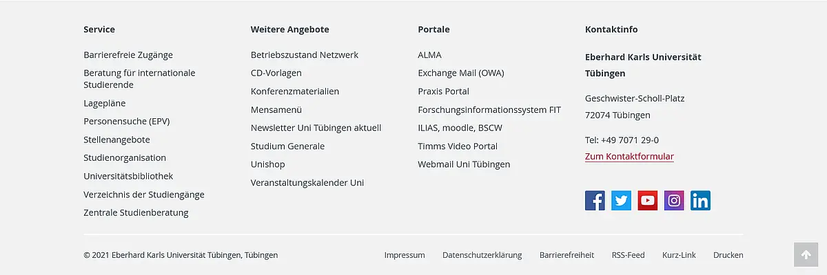 Fußzeile Startseite
