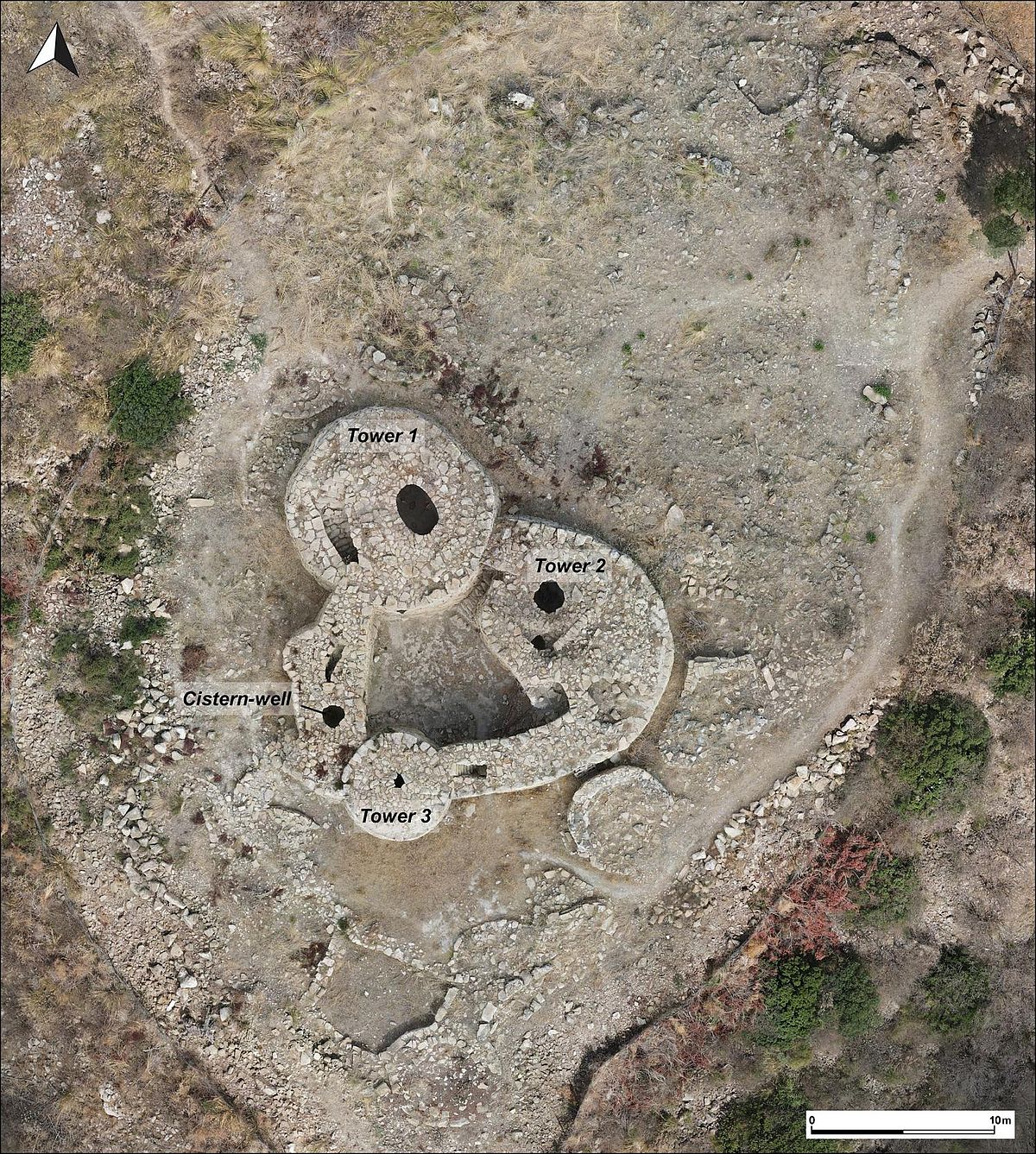 Aerial view of an archaeological site