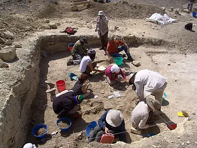 Das Foto zeigt Ausgrabungen in der Olduvai-Schlucht in Tansania