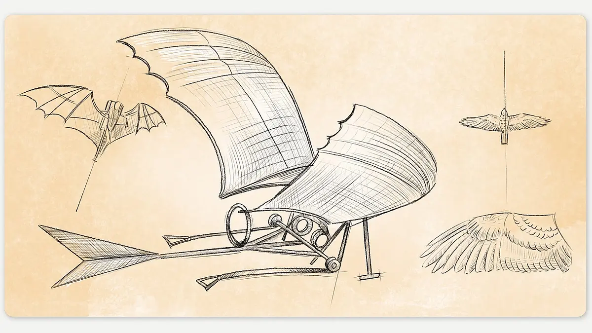 Skizze einer Flugmaschine von Leonardo Da Vinci