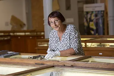 Professor Madelaine Böhme with Danuvius bones