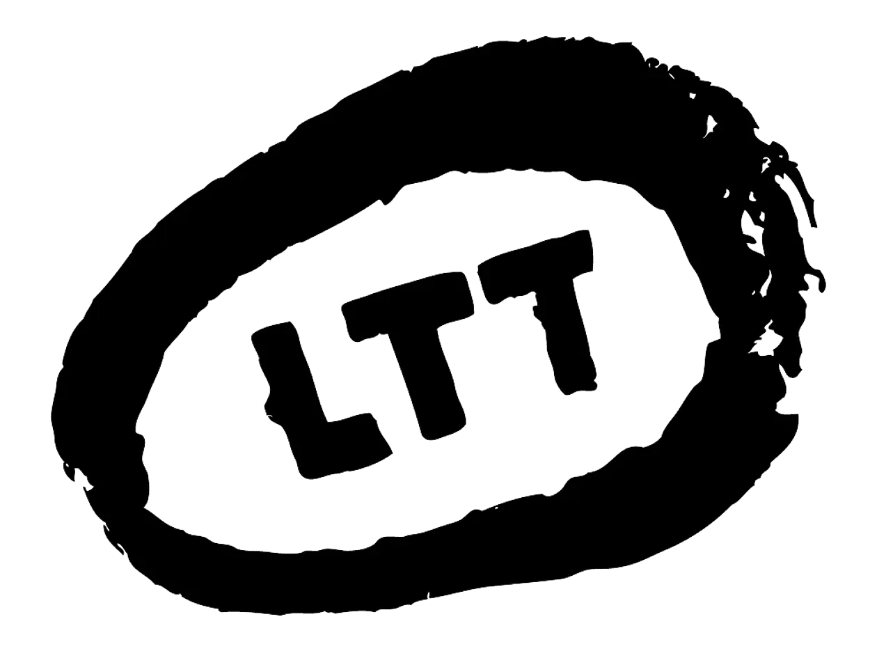 Schriftzug LTT. Schwarz auf weißem Hintergrund. 